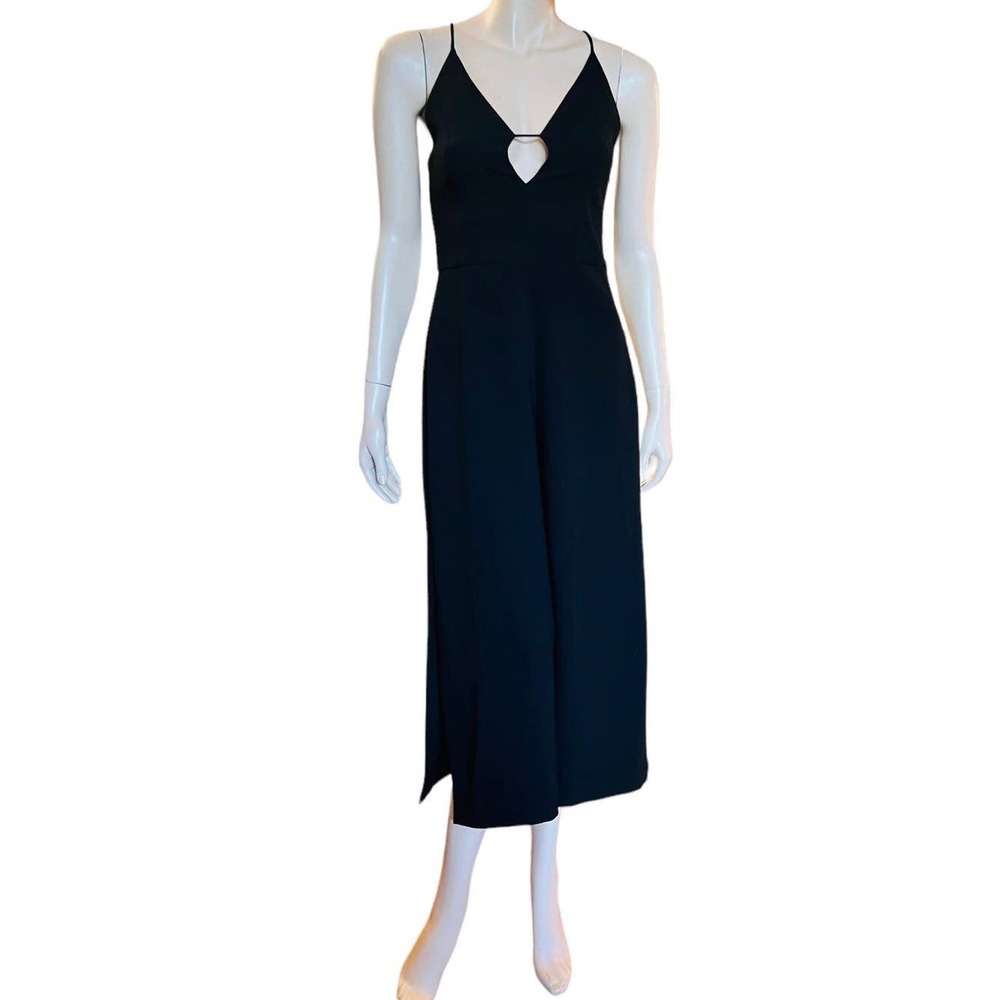 N Nicholas Black Keyhole Split Leg Jumpsuit Size 4 Criss-Cross Straps at Back - Picture 5 of 16